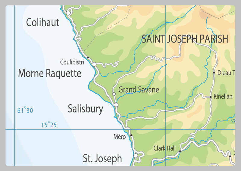 Physical Map of Dominica - The Oxford Collection