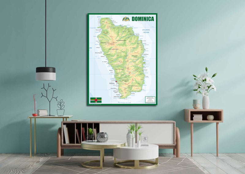 Physical Map of Dominica - The Oxford Collection