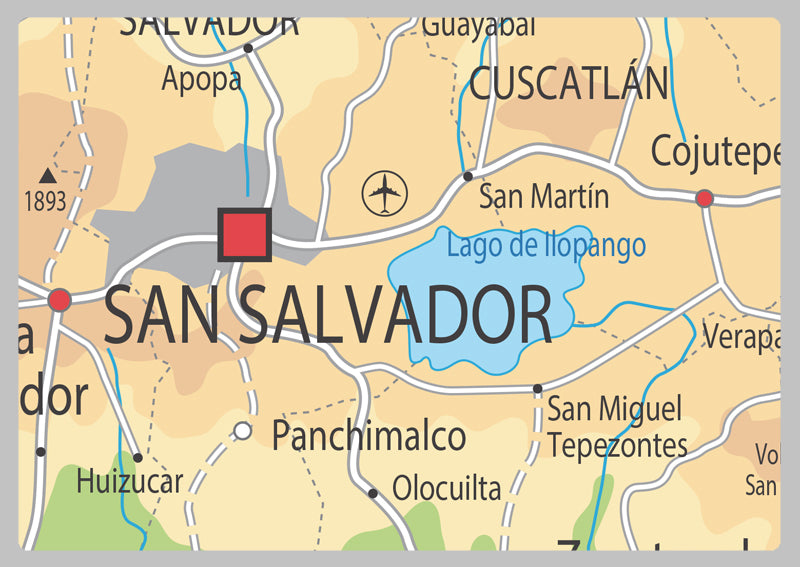Physical Map of El Salvador - The Oxford Collection