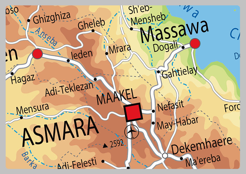 Physical Map of Eritrea - The Oxford Collection