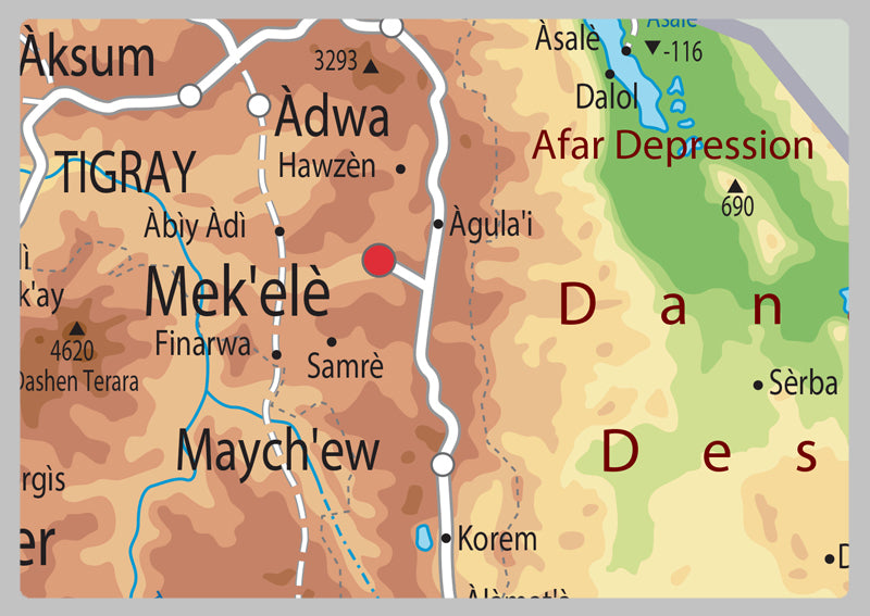 Physical Map of Ethiopia - The Oxford Collection
