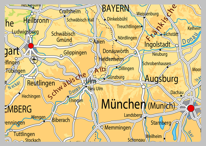 Physical Map of Germany - The Oxford Collection