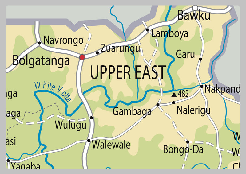 Physical Map of Ghana - The Oxford Collection