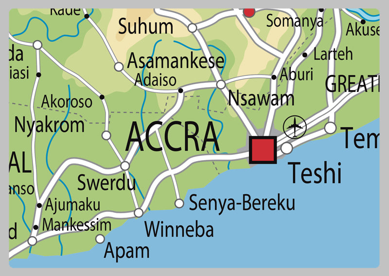 Physical Map of Ghana - The Oxford Collection