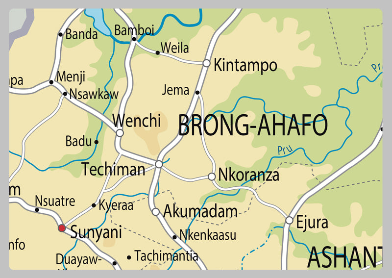 Physical Map of Ghana - The Oxford Collection