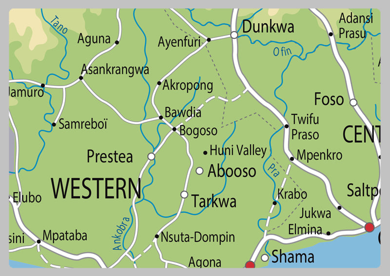 Physical Map of Ghana - The Oxford Collection