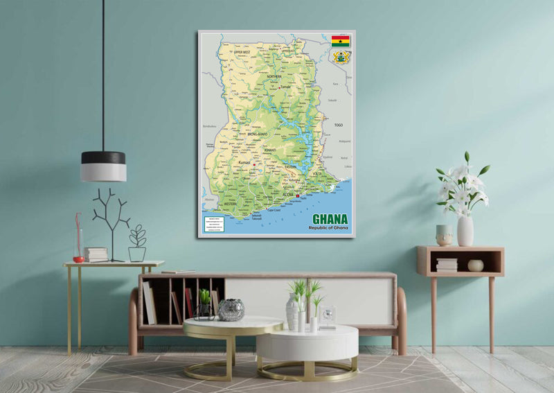Physical Map of Ghana - The Oxford Collection