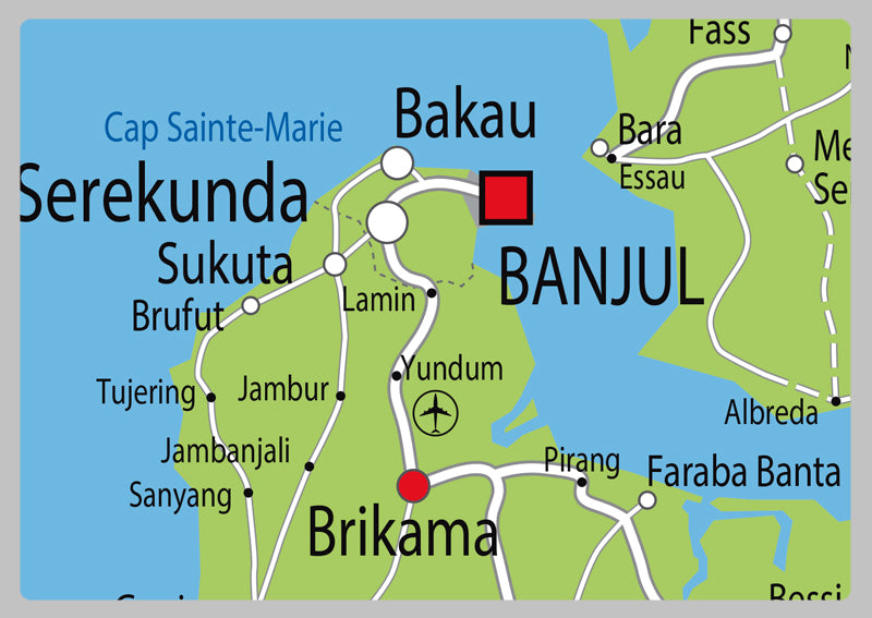 Physical Map of Gambia - The Oxford Collection