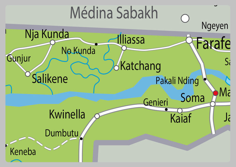 Physical Map of Gambia - The Oxford Collection