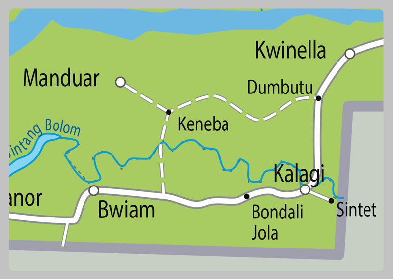 Physical Map of Gambia - The Oxford Collection