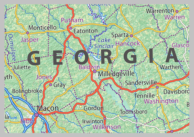 Ge Postcode Map Georgia Physical State Map– I Love Maps