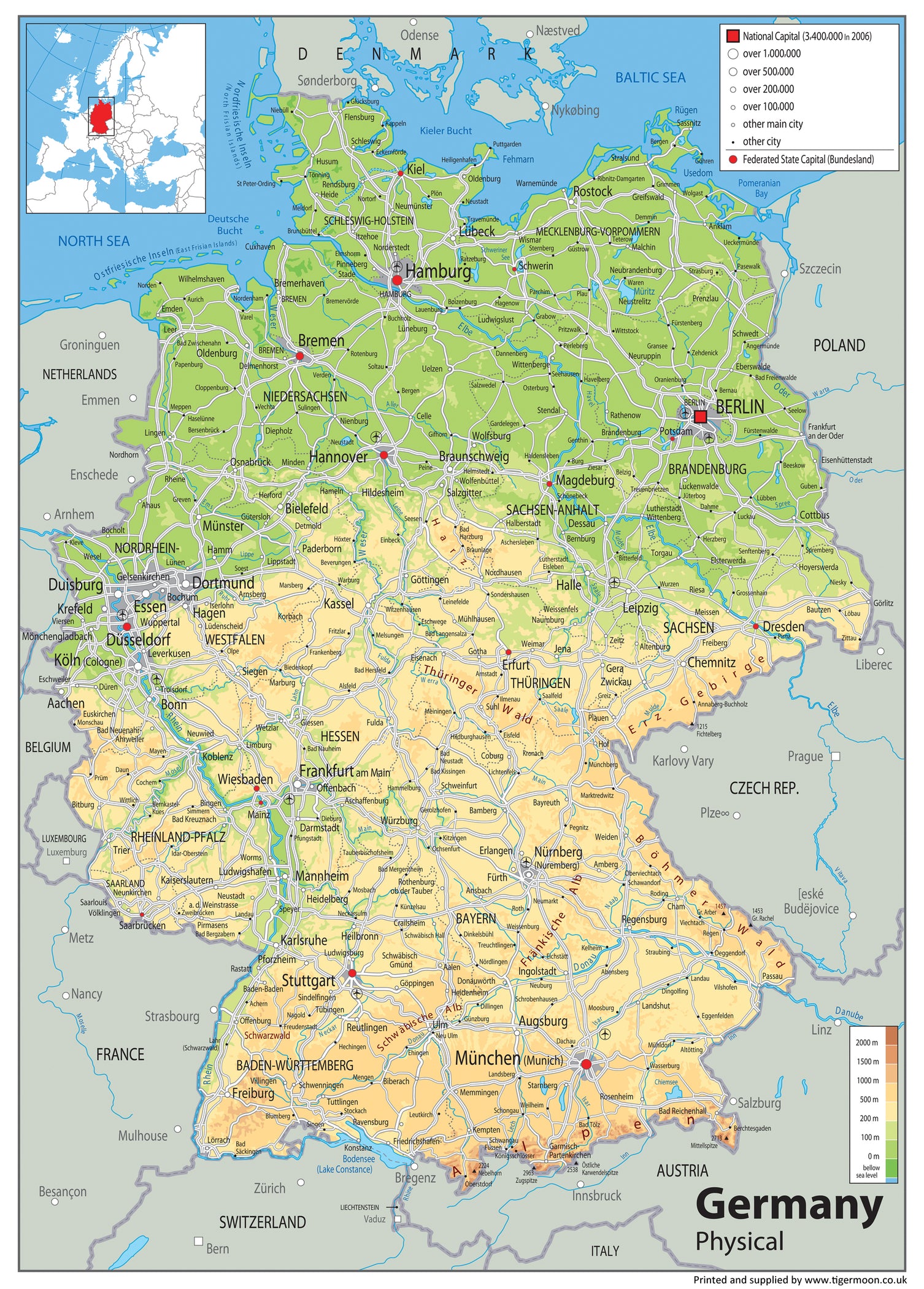 Germany Earth Map Germany Physical Map– I Love Maps