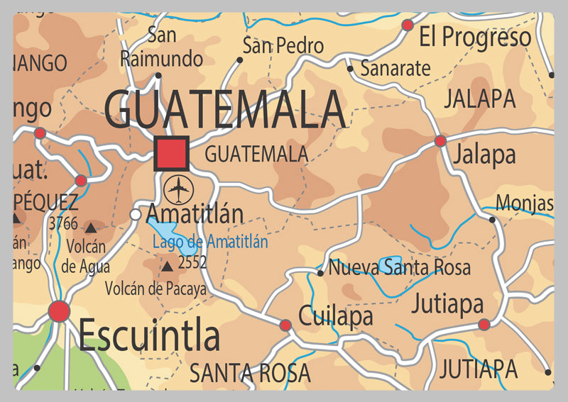 Physical Map of Guatemala - The Oxford Collection