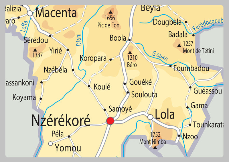 Physical Map of Guinea - The Oxford Collection