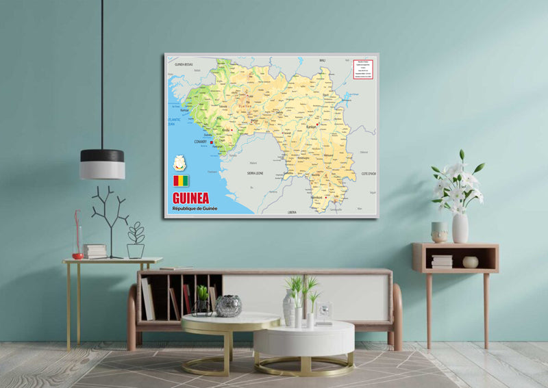 Physical Map of Guinea - The Oxford Collection