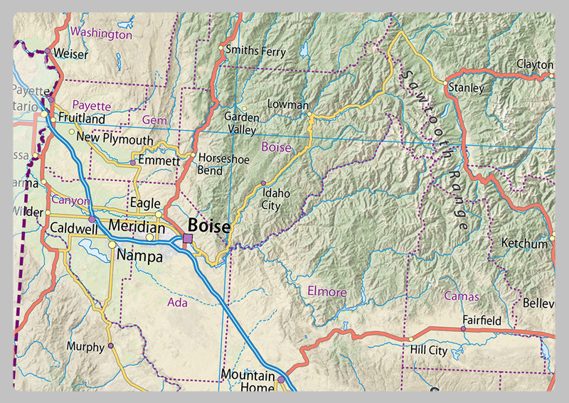 Idaho Physical State Map