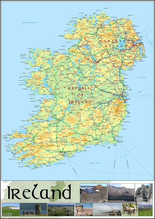 Detailed Illustrated Map of Ireland