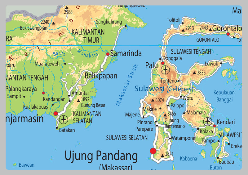 Indonesia Physical Map