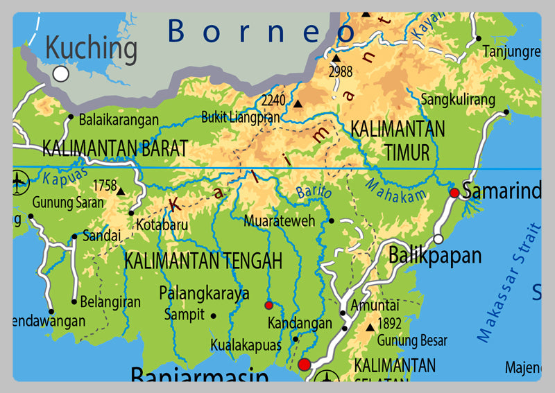 Physical Map of Indonesia - The Oxford Collection