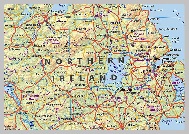 Detailed Physical Map of Ireland