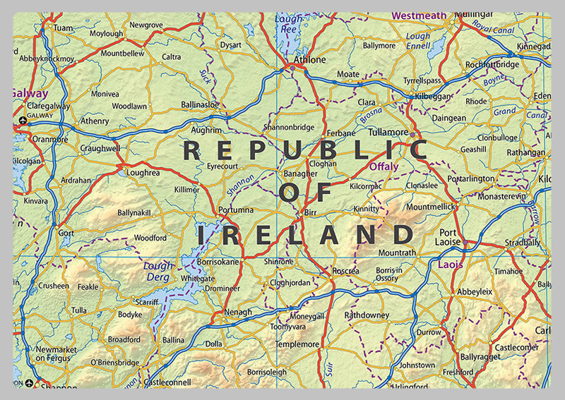 Detailed Physical Map of Ireland