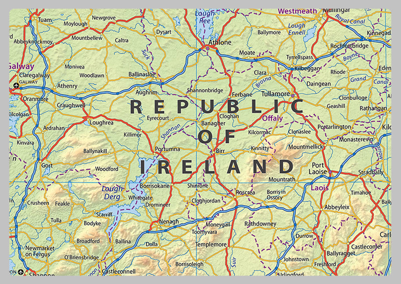 Detailed Physical Map of Ireland