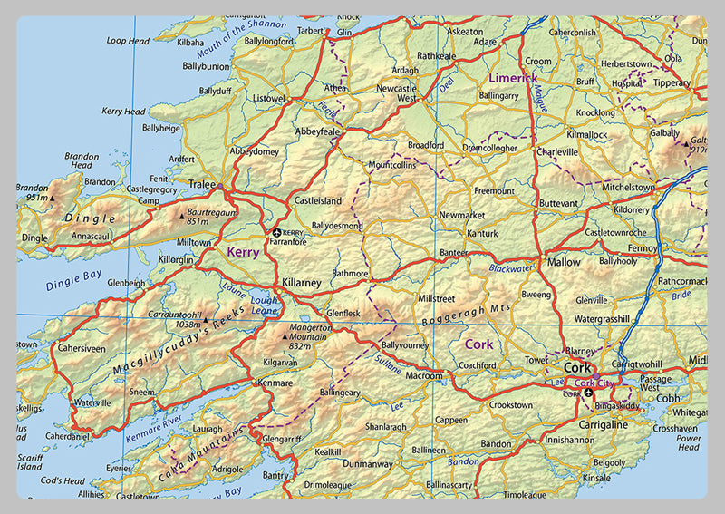 Detailed Physical Map of Ireland