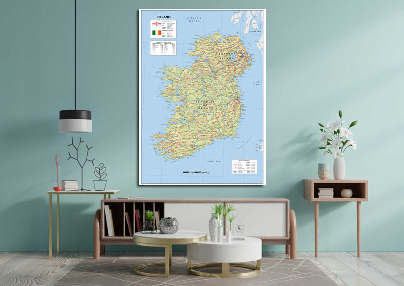 Detailed Physical Map of Ireland