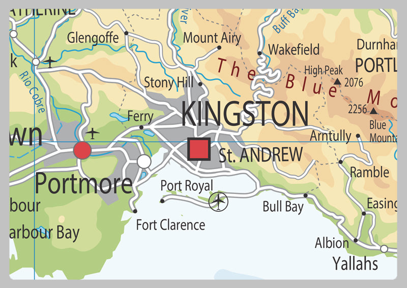 Physical Map of Jamaica - The Oxford Collection