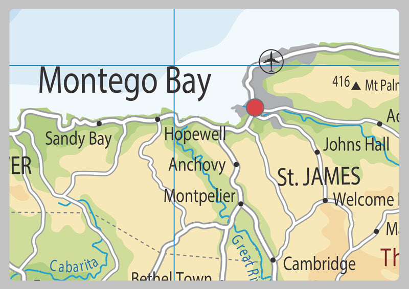 Physical Map of Jamaica - The Oxford Collection