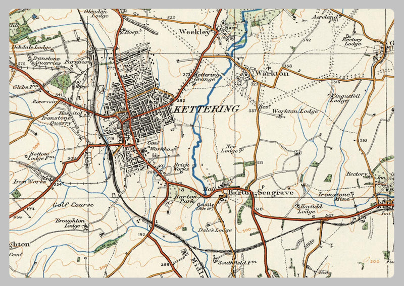 1920 Collection - Kettering & Huntingdon Ordnance Survey Map