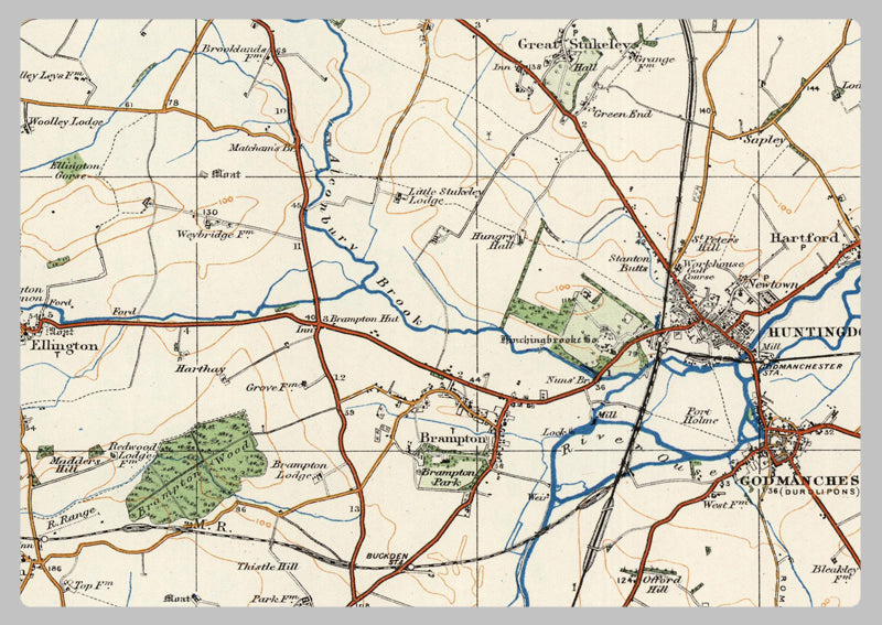 1920 Collection - Kettering & Huntingdon Ordnance Survey Map