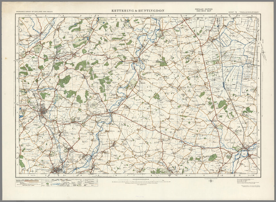 1920 Collection - Kettering & Huntingdon Ordnance Survey Map