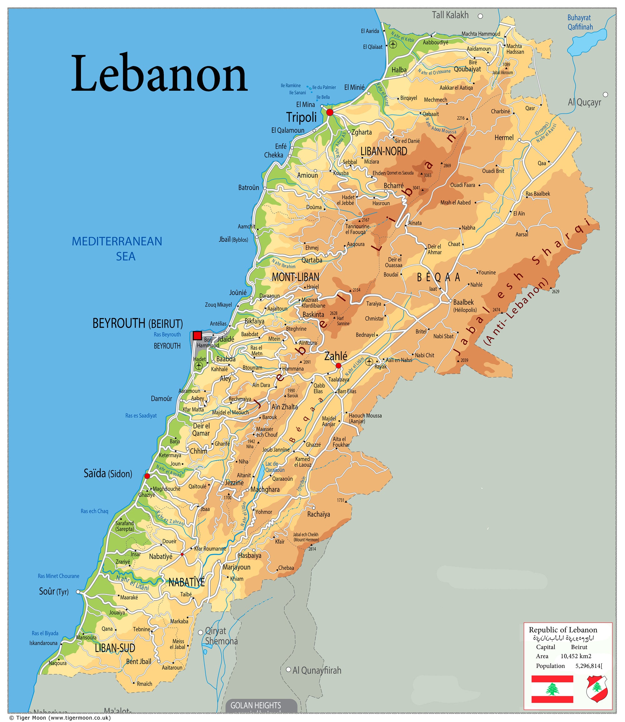File Leb Physical Map of Lebanon - The Oxford Collection– I Love Maps