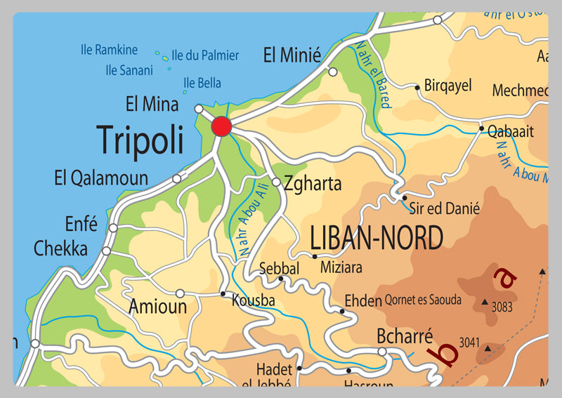 Lebanon Physical Map