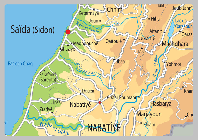 Lebanon Physical Map