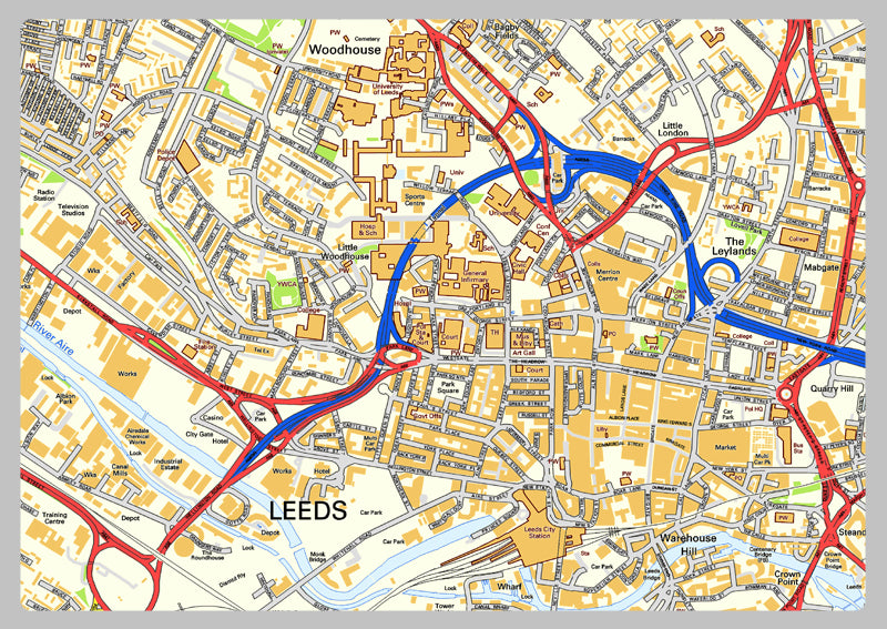 Leeds City Centre Street Map