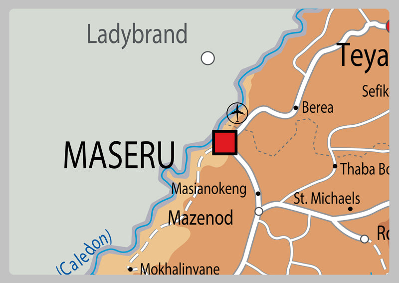Physical Map of Lesotho - The Oxford Collection