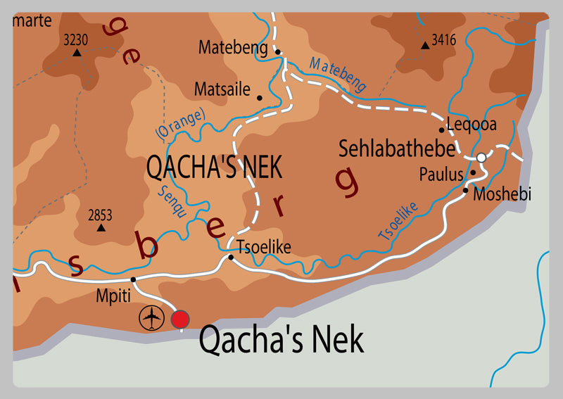 Physical Map of Lesotho - The Oxford Collection