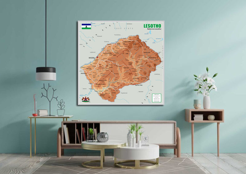 Physical Map of Lesotho - The Oxford Collection