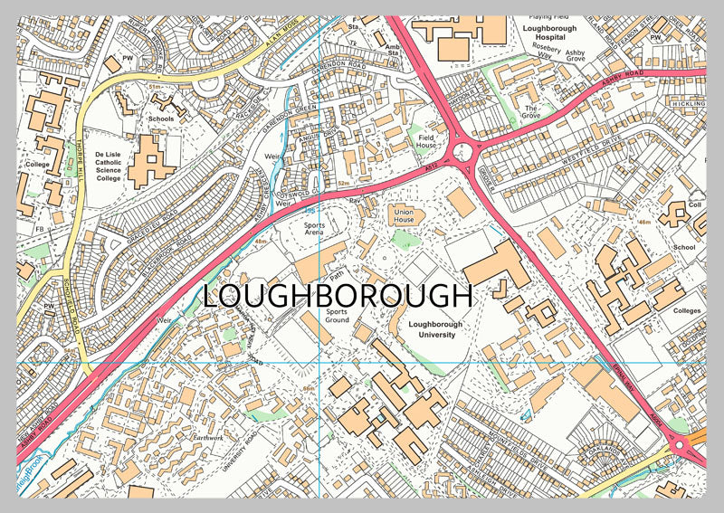 Loughborough Smaller Street Map