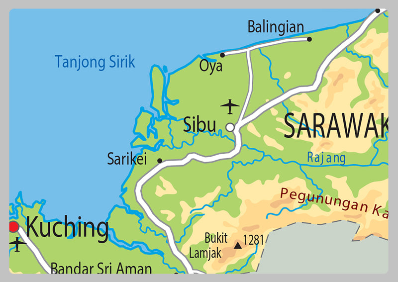 Physical Map of Malaysia - The Oxford Collection