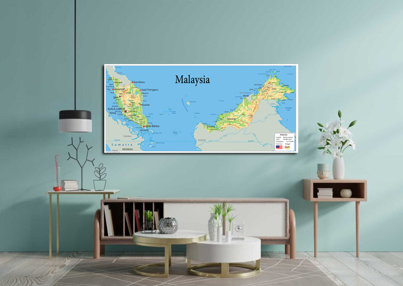 Physical Map of Malaysia - The Oxford Collection