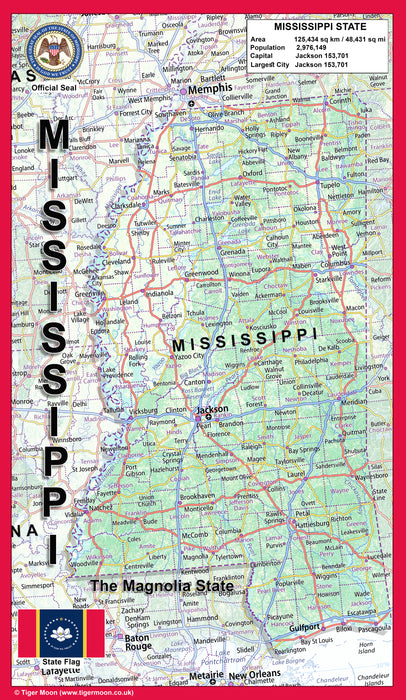 Mississippi Physical State Map