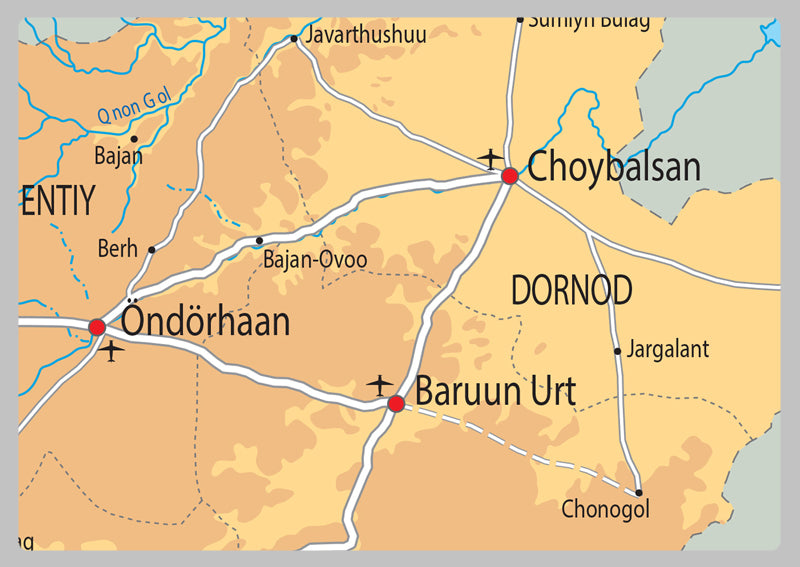 Physical Map of Mongolia - The Oxford Collection