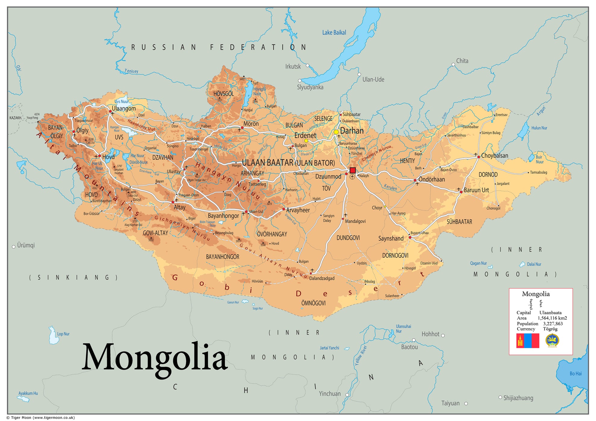 Physical Map Of Mongolia The Oxford Collection I Love Maps physical-map-of-mongolia-the-oxford-collection-i-love-maps
