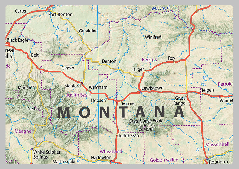 Montana Physical State Map