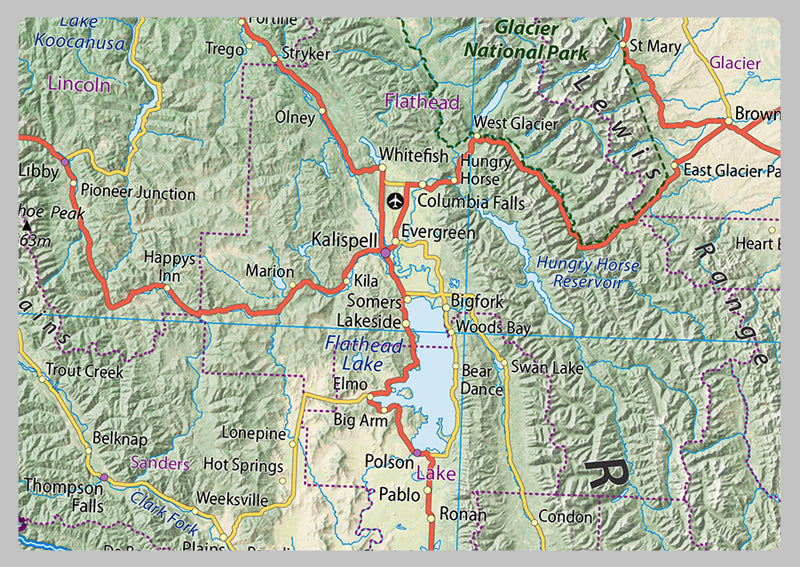 Montana Physical State Map