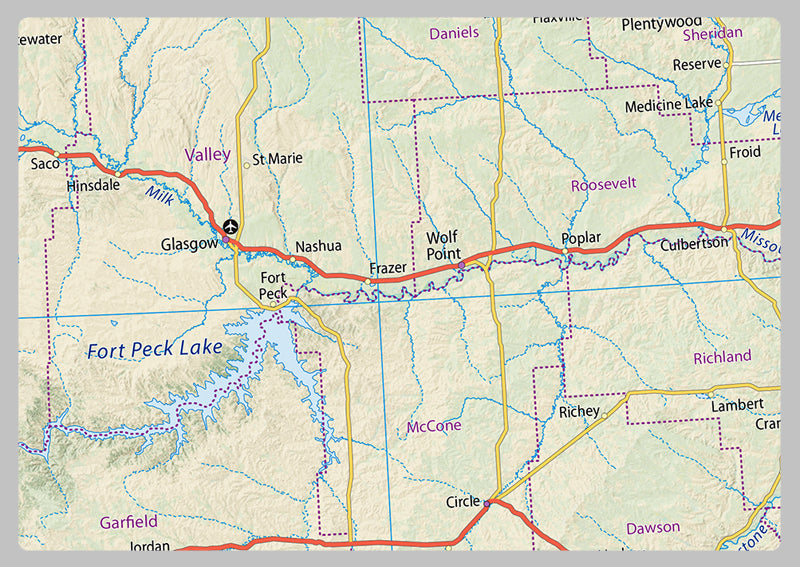 Montana Physical State Map