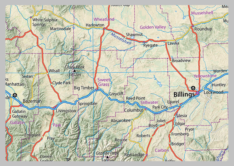 Montana Physical State Map